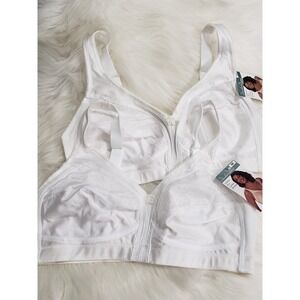 NEW LOT 2 Vintage Underscore Bra 34C Wire Free Unlined White Full Coverage Soft